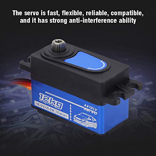 Honiwu Servo Motor, 12KG Drift Package, Servo Brake High Torque Servo Saver, 1:10 Scale Digital Servo Pack with Screws, Mini Servo, Energy-Saving, RC