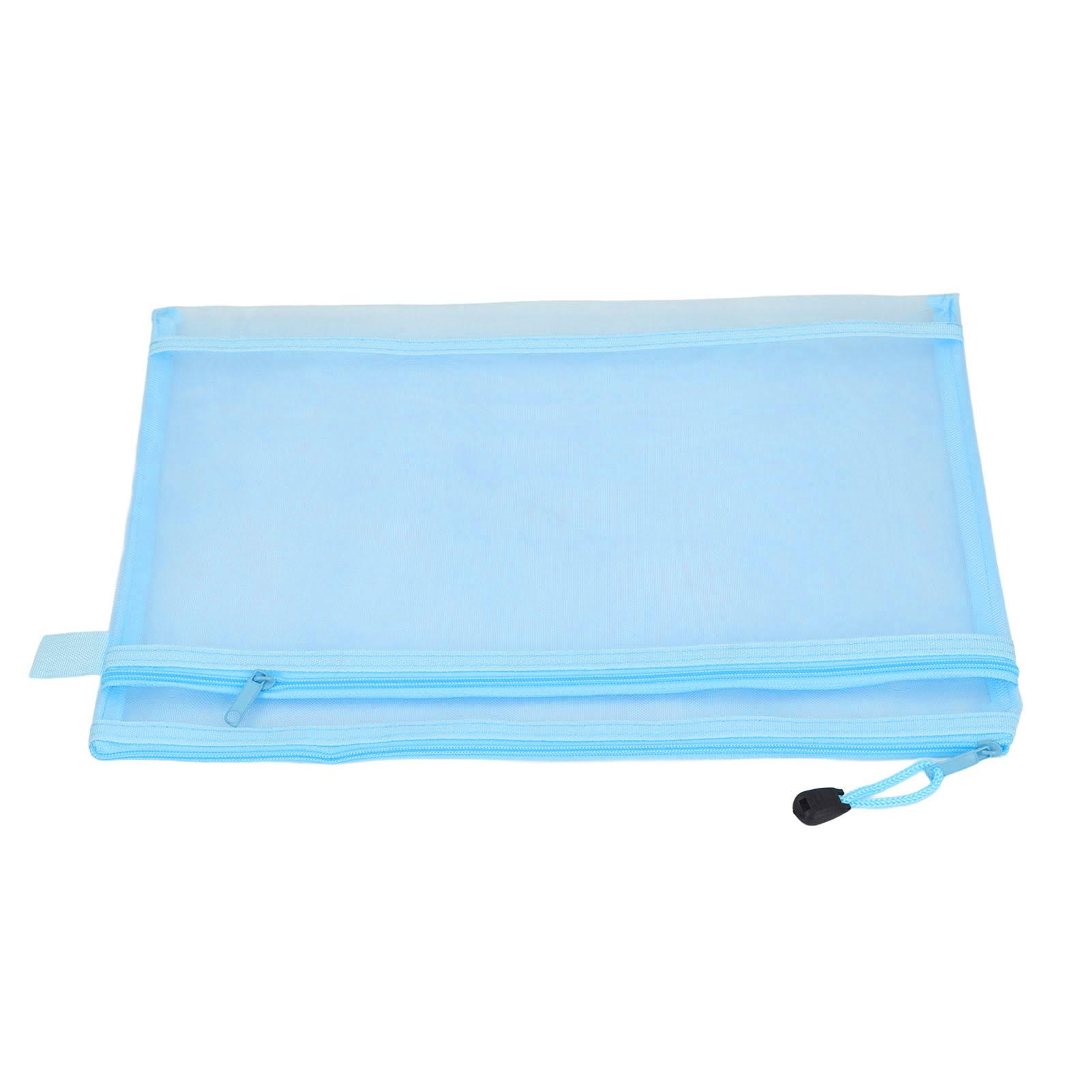 10 шт. двухслойные сетчатые сумки на молнии нейлоновая сетка А4 сумка для документов с ручкой для офиса и школы синий