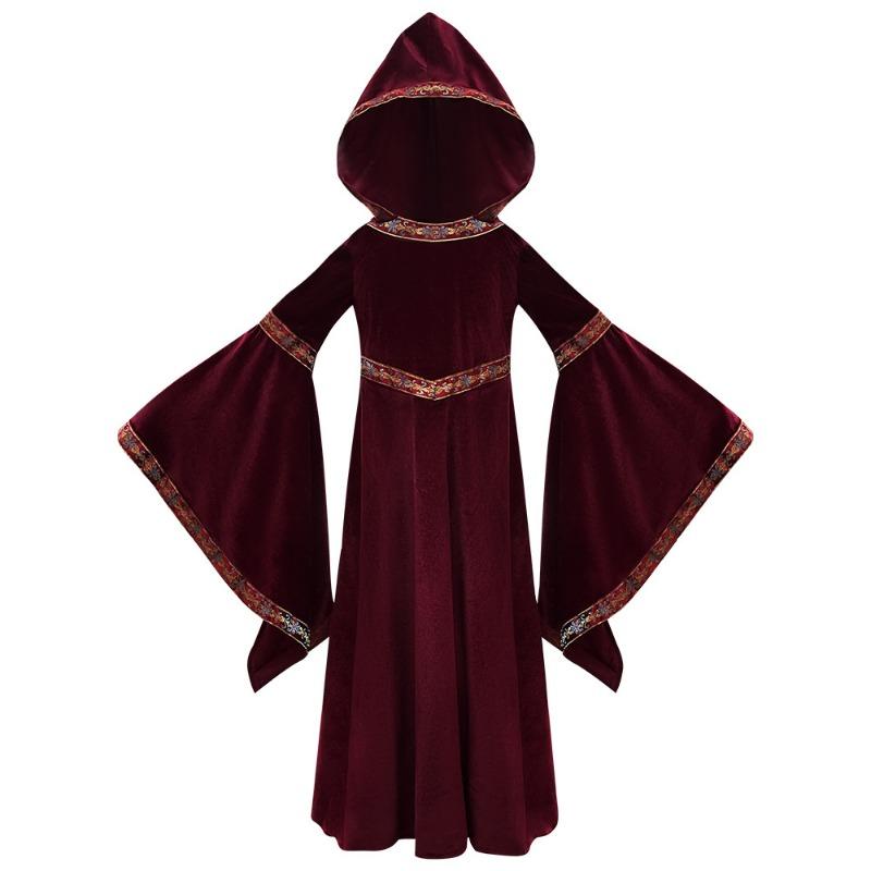 Halloween Parent-Child Costume Girls Party Costume Adult Medieval Burgundy Vampire