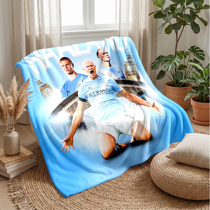 Couverture Thème Erling Haaland Couverture Douce en Flanelle Couverture Pelucheuse Couverture Confortable pour Canapé Lit pour Décoration Intérieure