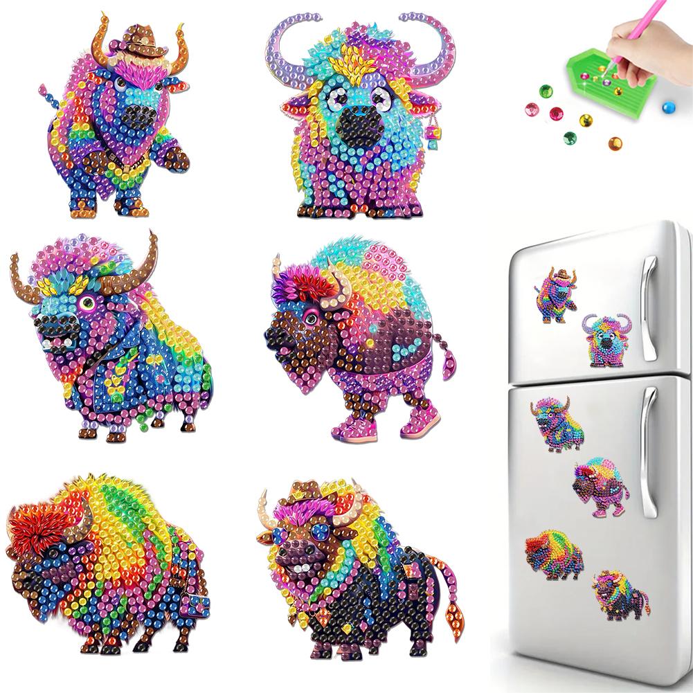 6Pcs Diamond Art Kits Fridge Magnets Diamond Art DIY Diamond Art Refrigerator Magnets DIY Art Crafts for Adults Beginners