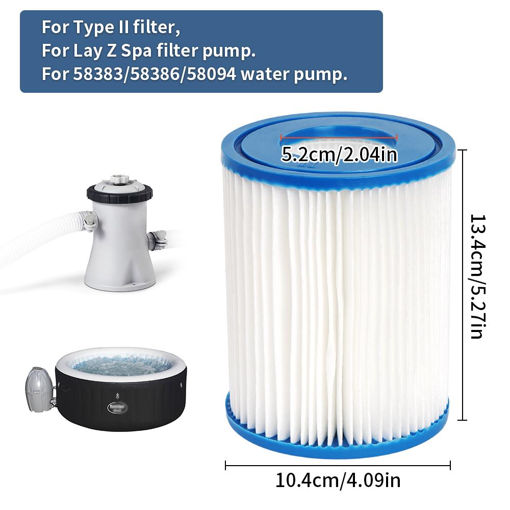 Type II Swimming Pool Filter Cartridge For Bestway 58094, Bestway 58383 58386 530/800 GPH Cartridge Filter Pump Lay-Z-Spa