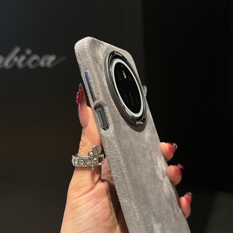 Premium Itanlian Sueded Leather Case For Huawei Mate 60 70 80 Pro Max Magsafe Metal Camera Bezel Cozy Grip Back Cover