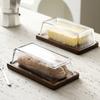 Creative Cheese Butter Plate Rectangular Wooden Tray Glass Cover Storage Box Cake Dessert Bread Dim Sum Plate Table Tableware