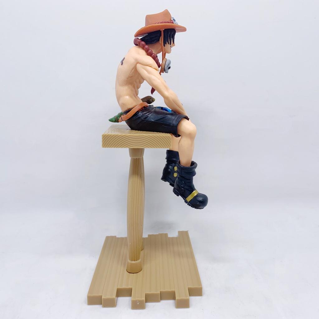 Anime One Piece Portgas D Ace Sitting Postion PVC Action Figure Manga Statue Collection Model Kids Toys Doll Gifts 19cm