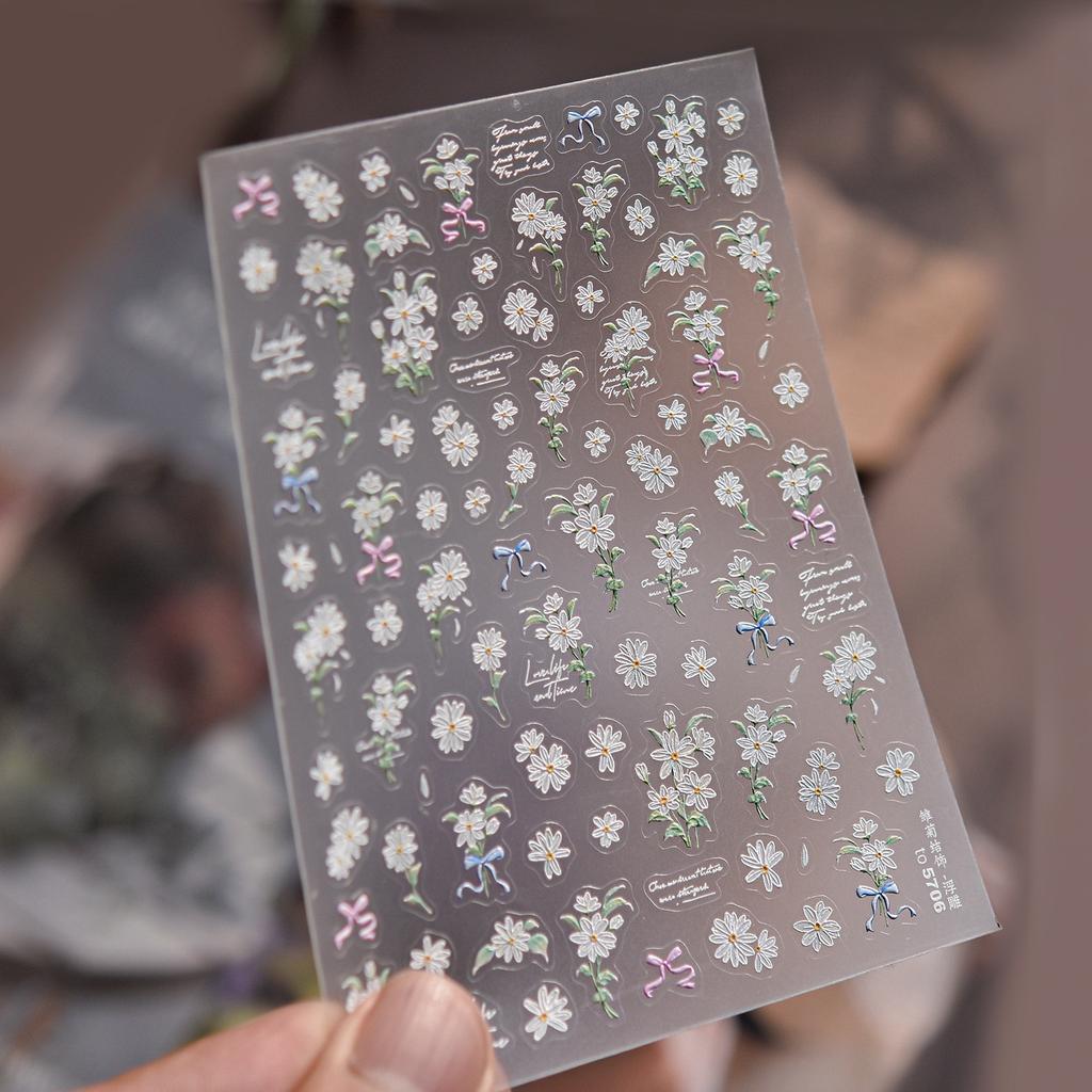 1pcs Ocean Marine Life Jellyfish Dolphin Shell Starfish Frangipani Ocean 5D Nail Art Stickers Embossed Nail Decals