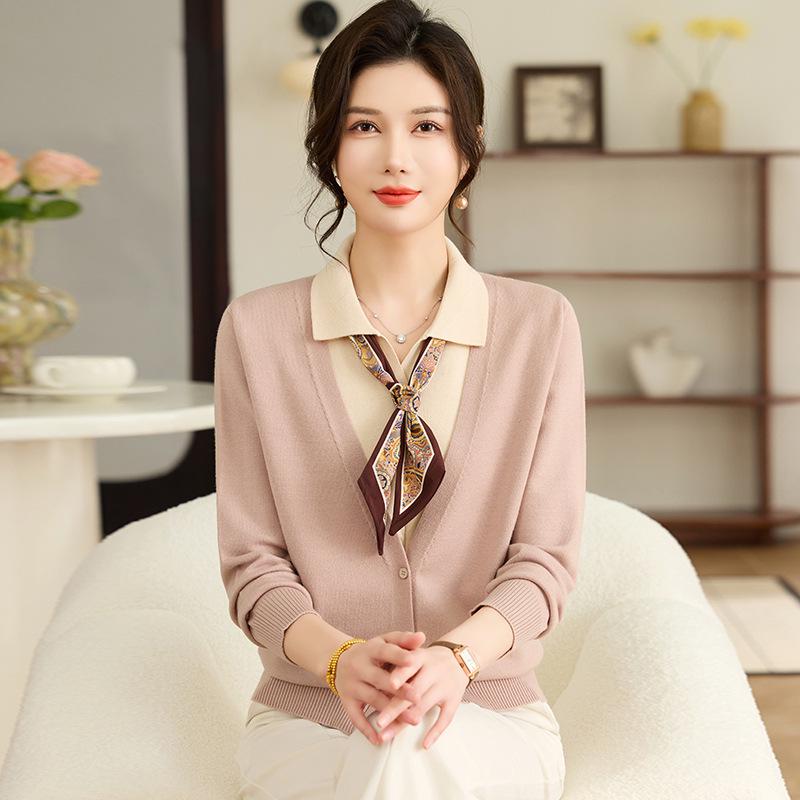 

Stylish Spring Lapel Knit Sweater: Chic Two-Piece Design for Trendy Moms L (suggested under 105 jin)