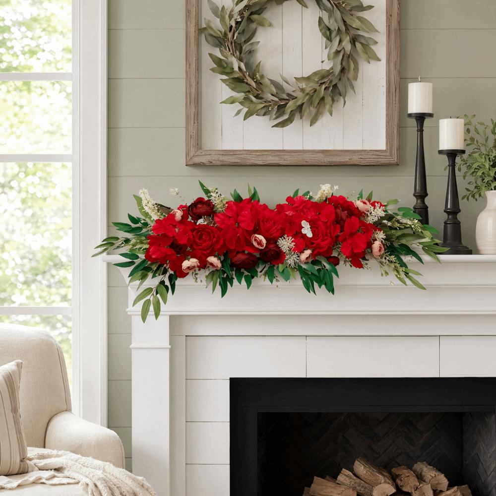 Simulation Flower Silk Flower Garland Peonies Rose Mix Artificial Floral Backdrop  Hall Decoration