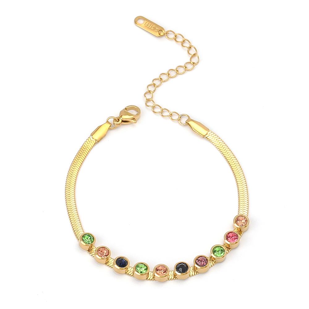 18K Gold-Colored Zircon Necklace & Bracelet Set: Stylish Clavicle Chain and Trendy Design for Women