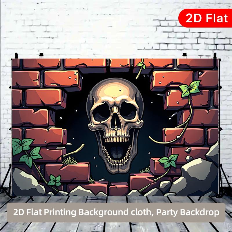 2D Plane Skeleton Hole Through Brick Wall Indoor and Outdoor Party Banner Suitable for PROM Party Room Decoration Polyester
