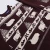 Unisex Oversized Knit Sweater With Retro Cartoon Jacquard Cozy Loose Fit Winter Streetwear