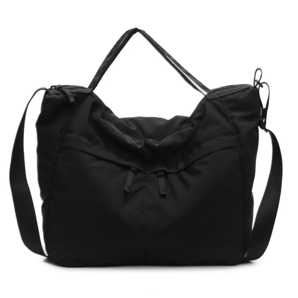 Solid Nylon Totes Bag Versatile Large Capacity Overlarge Drawsting Bag Light Weight Casual Women's Commutting
