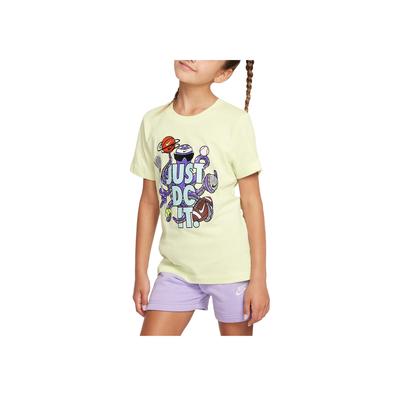 Sportswear Round Neck Comfortable Simple Printed Short Sleeve T-Shirt Kids Tops Lime-Ice FZ5119-303