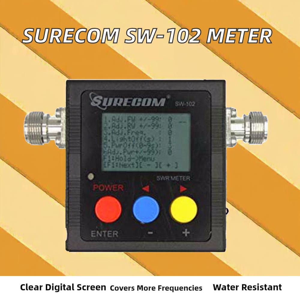 Surecom SW-102 Digital Display Frequency Meter Standing Wave Power for Walkie-Talkie Car Antenna 100-520MHz IP67 0-10KM Range