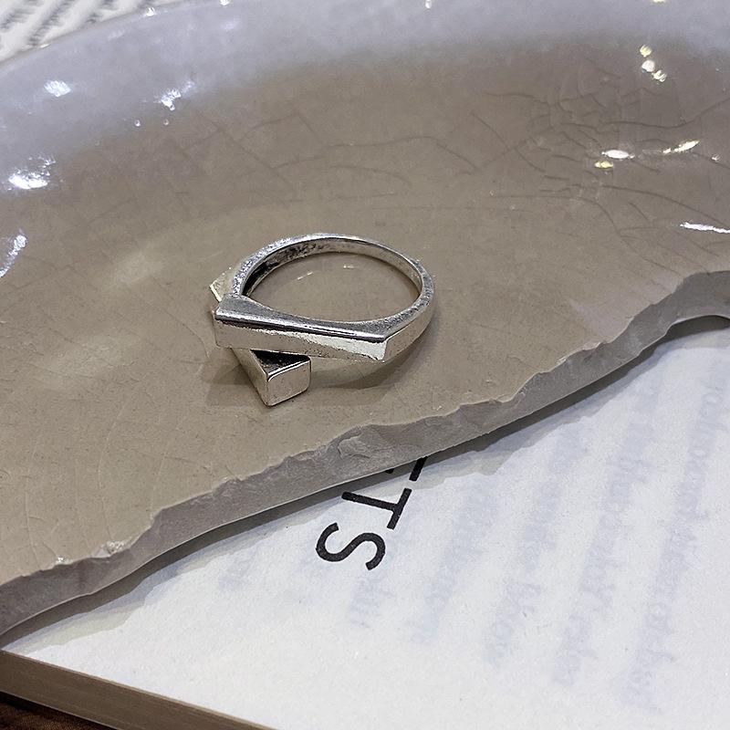South Korea Dongdaemun geometric metal ring women s cold wind niche design ring ring jewelry opening adjustable