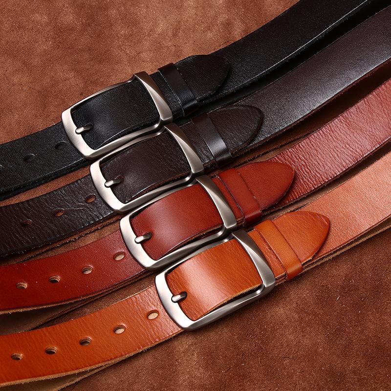 Single Layer Leather Without Interlayer Whole Cowhide Cutting Belt Men'S Leather Pin Buckle First Layer Cowhide Casual Jeans Belt