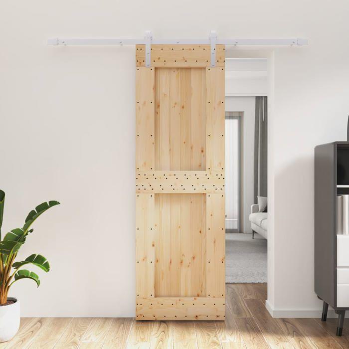 VidaXL Porte coulissante et kit de quincaillerie 70x210 cm pin massif, porte intérieure, porte de grange intérieure 3203032
