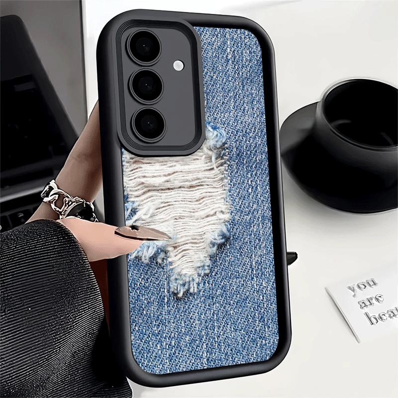Handyhülle für Samsung Galaxy S26 S25 Ultra S24 FE Retro-Denim-Muster Schale S23 Plus S22 + S21 S20 5G Weiches Silikon Funda