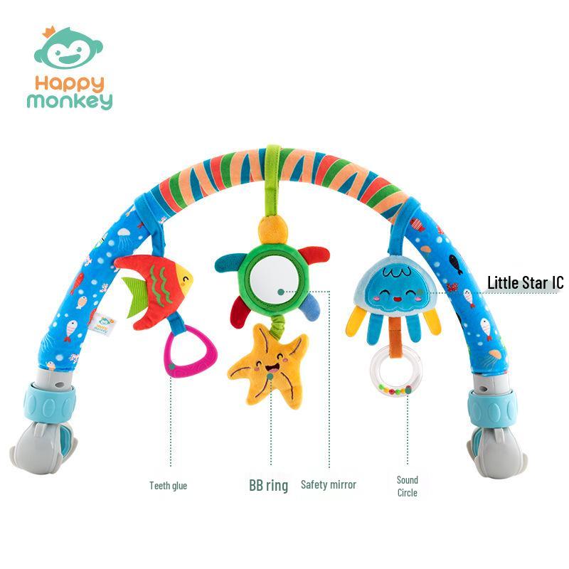 

Happy Monkey Newborn Clip-On Mobile Toy: Bed, Stroller, Car Clip & Rattle Ornament.