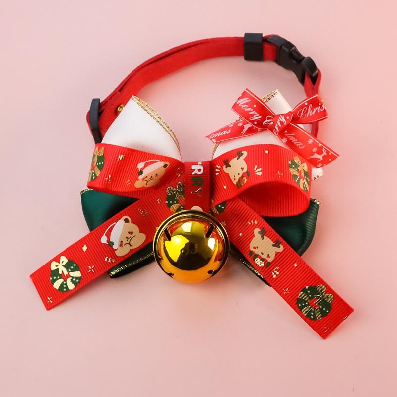 Christmas Pet Bow Tie Collar With Bell Cats Dogs Xmas Party Decoration