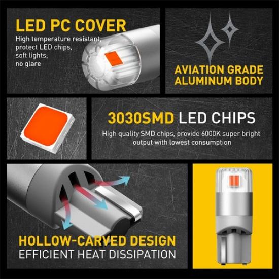AUXITO T10 Red LED Inner Tail Light Bulb Super Bright 2825 168 192 194 175 2821