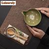 Ofenbrand Fambe Matcha Vierteiliges Set Japanische Keramik Teezubehör Schale Besenhalter Löffel Teeservice Zubehör Handwerksbedarf
