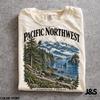 Pacific Northwest Comfort Colors® Tshirt, Vintage Washington Oregon Graphic Tee, Retro Orca Mountain Forest Shirt, PNW Nature Lover Gift