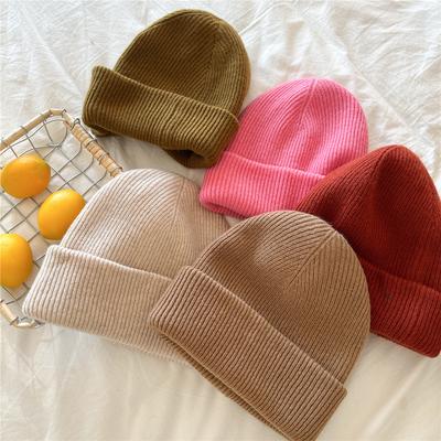 Solid Color Hat For Women In Winter Warm And Versatile Ear Protection Hat Thick Knitted Wool Hat Outdoor Cycling Hat Cover Winter