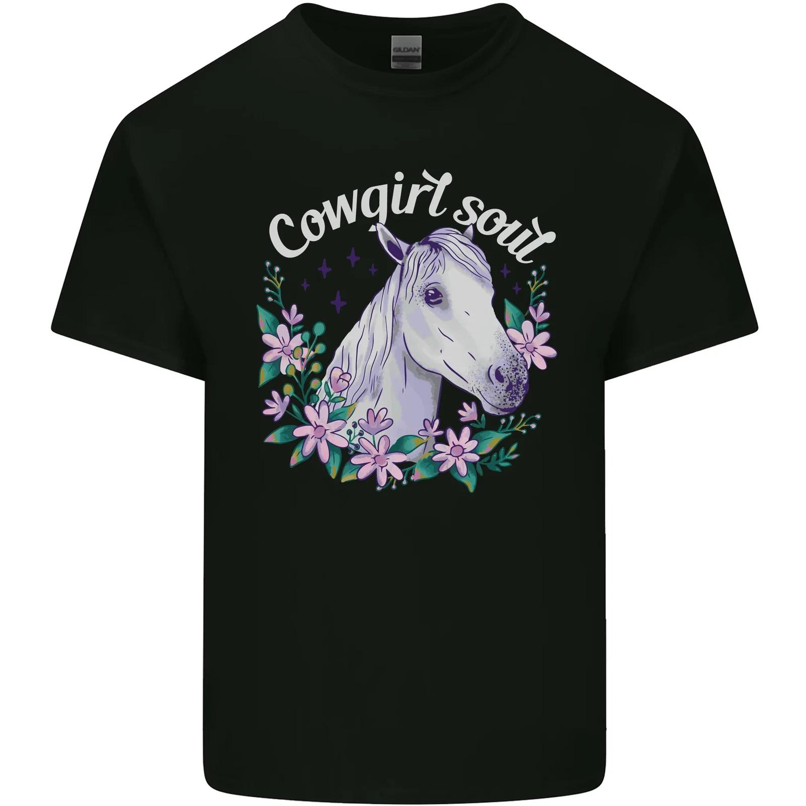 

Cowgirl Soul Equestrian Horses Kids T-Shirt Childrens M