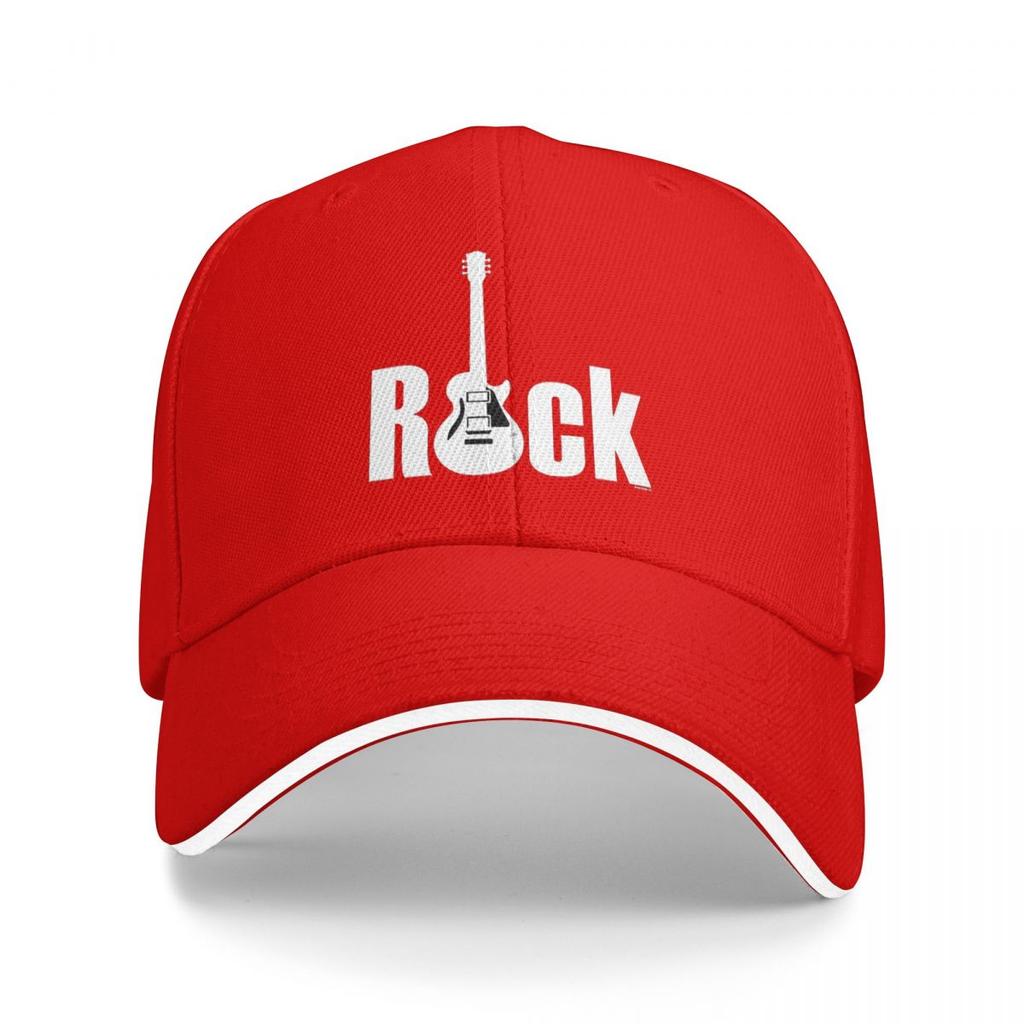 Rock Logo With Guitar Baseball Caps Snapback Baseball Hats Breathable Casual Casquette Outdoor Unisex