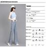 Women's Light Blue Summer Jeans - Stylish Design, Side Hollow, Straight Wide Leg