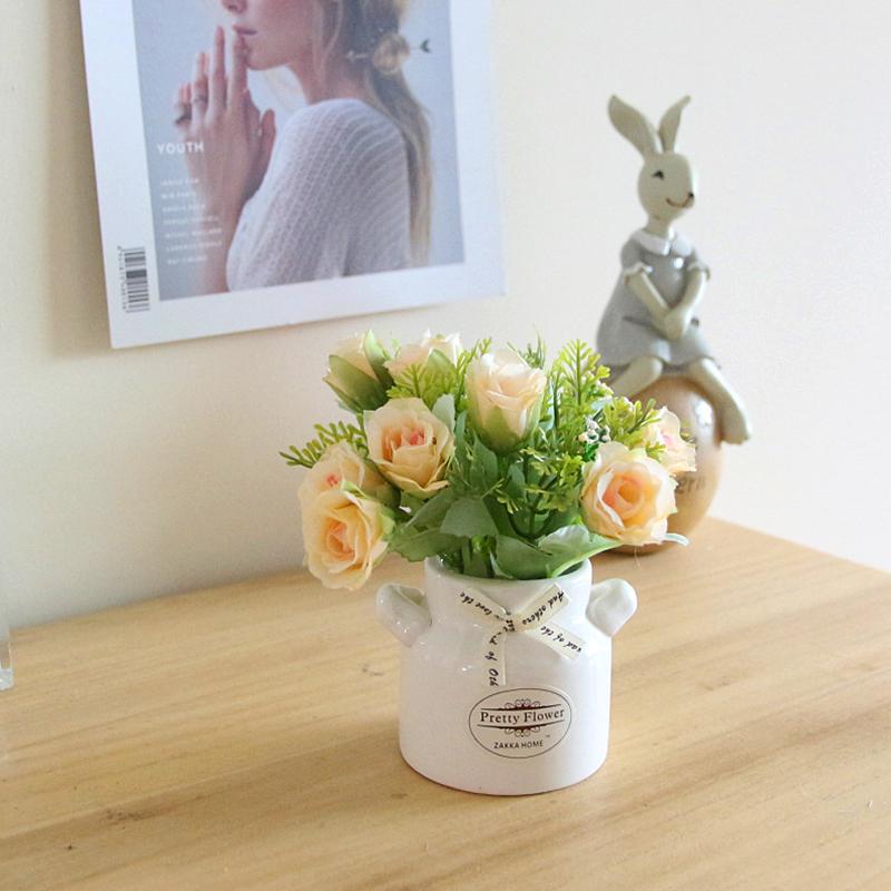 

1 шт., украшение для вечеринки, модное украшение в виде бонсай, романтическая керамическая ваза, свадебный декор, искусственные растения в горшках, искусственные цветы