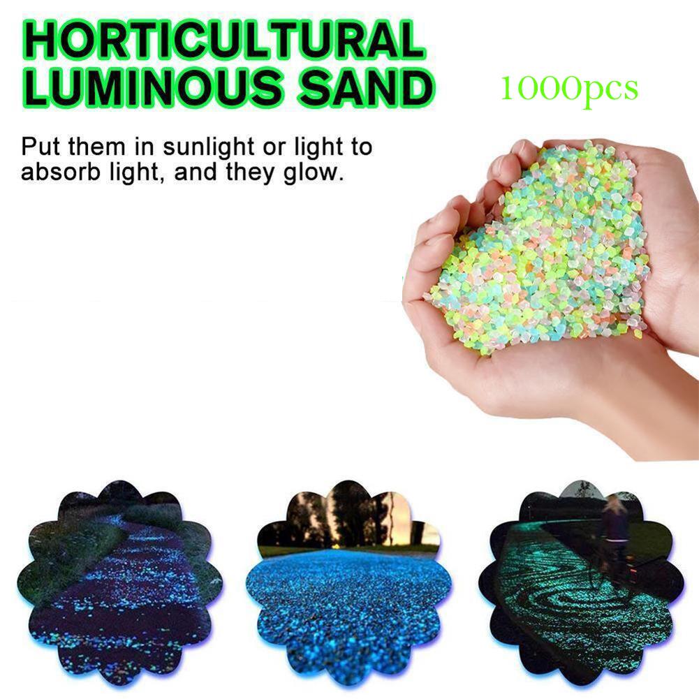 1000 Stück 3-5mm Leuchtender Sand Leuchten im Dunkeln Kieselstein Stein Haus Garten Hof Außenweg Rasendekorationen Aquarium Aquarium Dekor