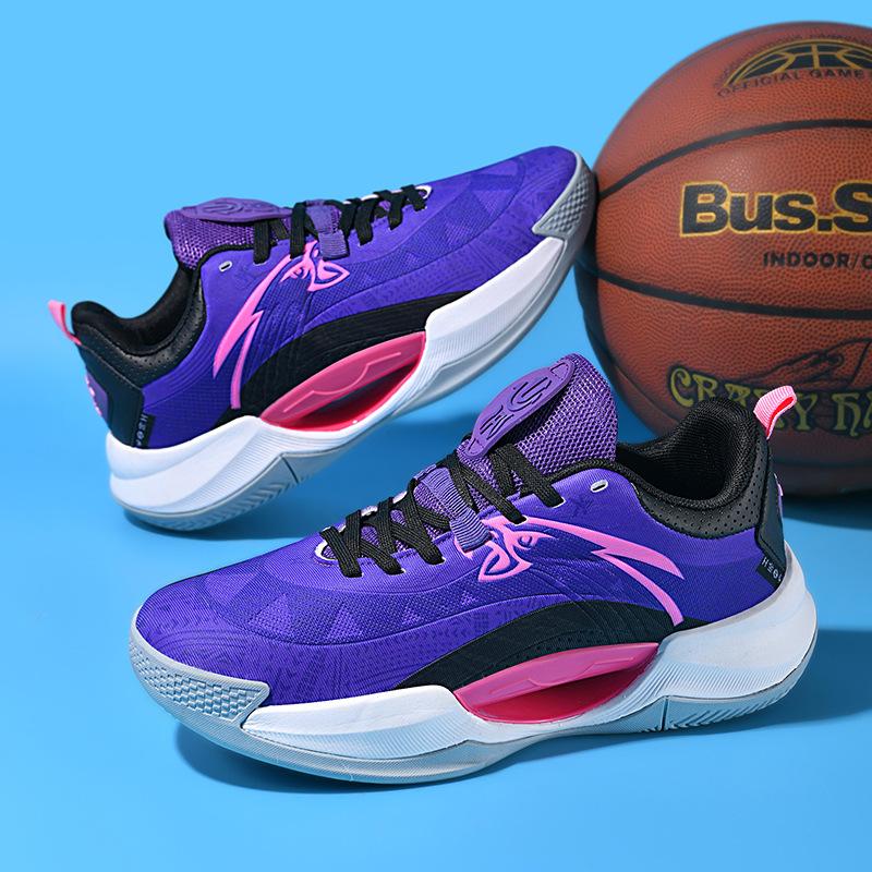 Foreign Trade Large Size Basketball Shoes Luminous 45 Youth Cement Ground Actual Combat Blue Sneakers Mesh Shoes Men's White Sneakers