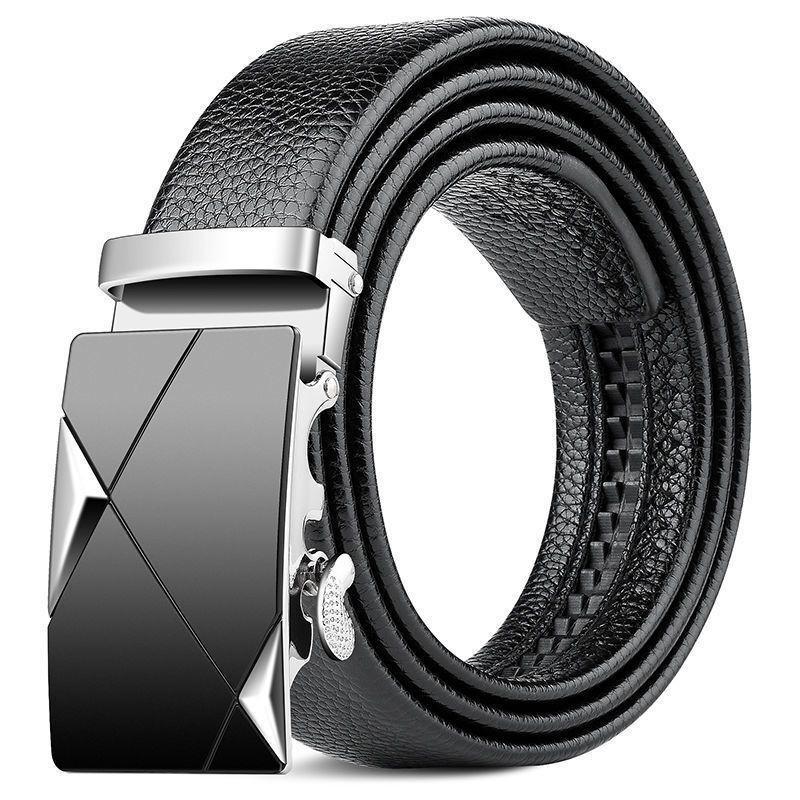 Men's Durable Automatic Buckle Leather Belt - Versatile Youth Business Trend Waistband