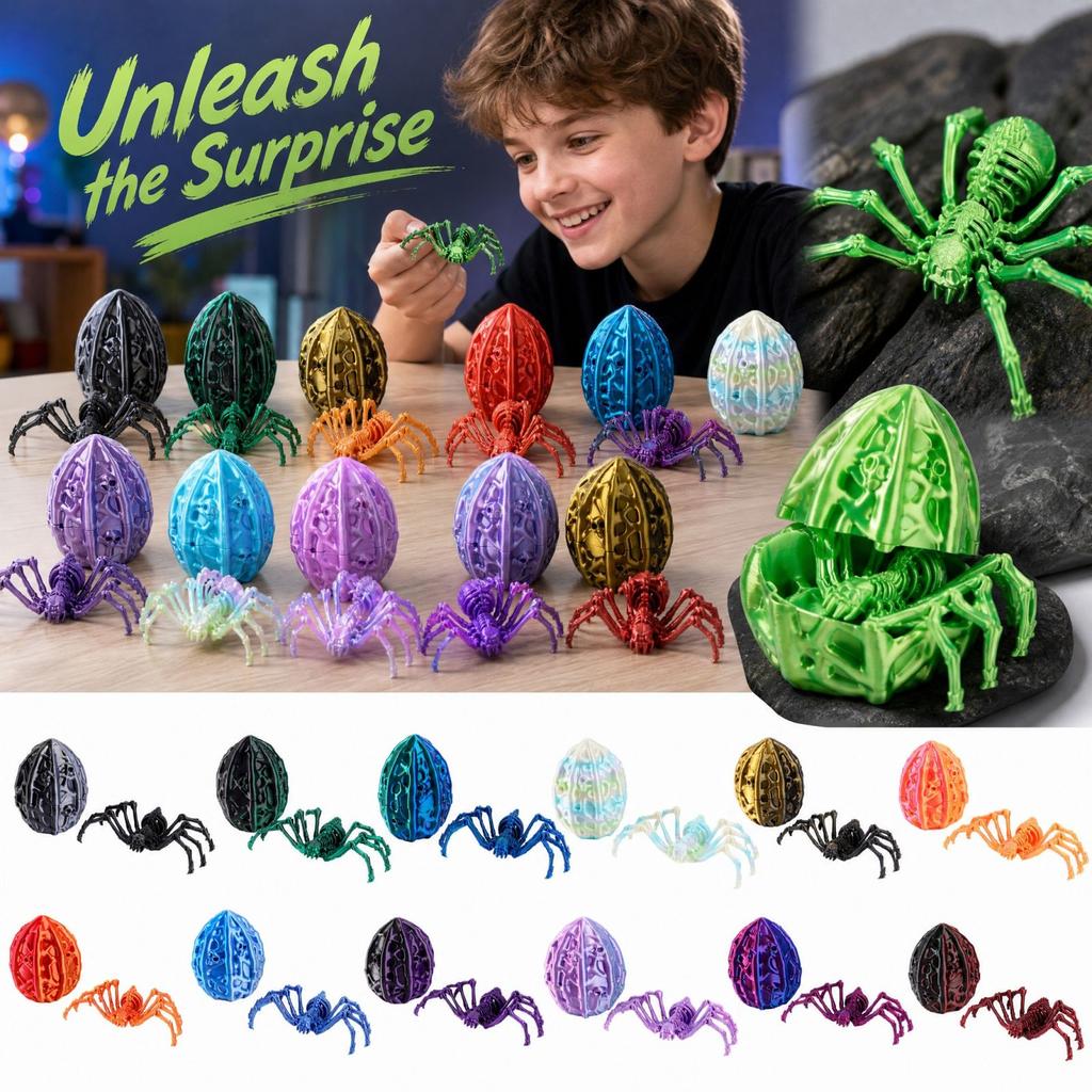 3D Printed Stretchy Egg Set - Decorative Ornament for Desk, Shelf and Home Display