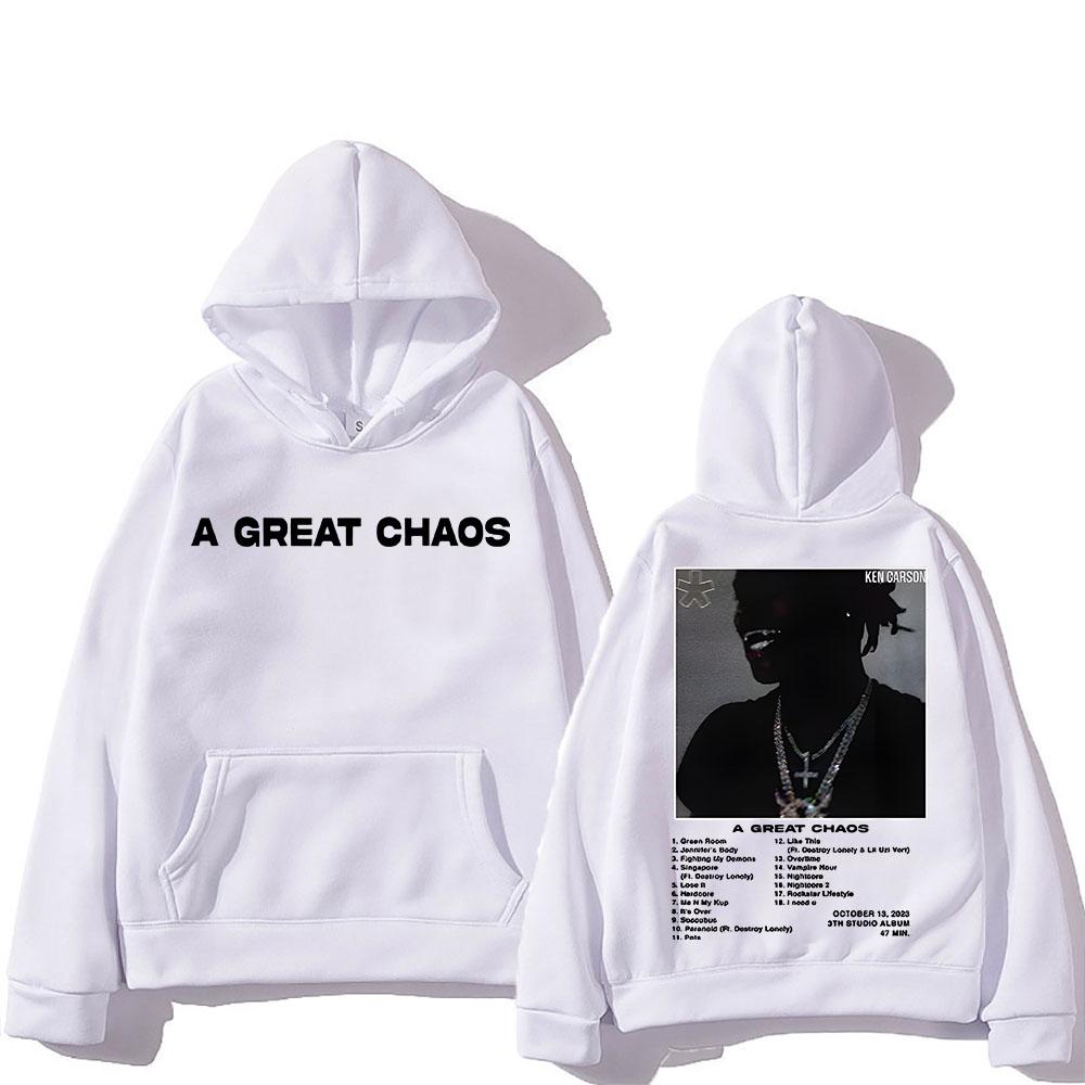 Ken Carson Hoodie A Great Chaos Long-sleeved Casual Fleece Sweatshirt Graphic Printing O-neck Clothing Men Hoody