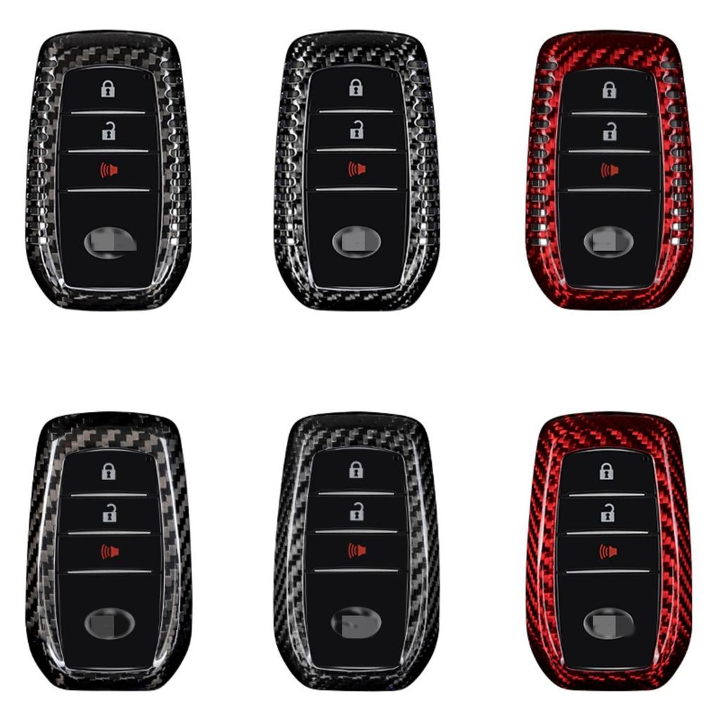 T-Carbon Carbon Fiber Car Key Cover For Toyota Camry Hybrid Land Cruiser Alphard Hillix Highlander Rav4 Key Fob Accessories