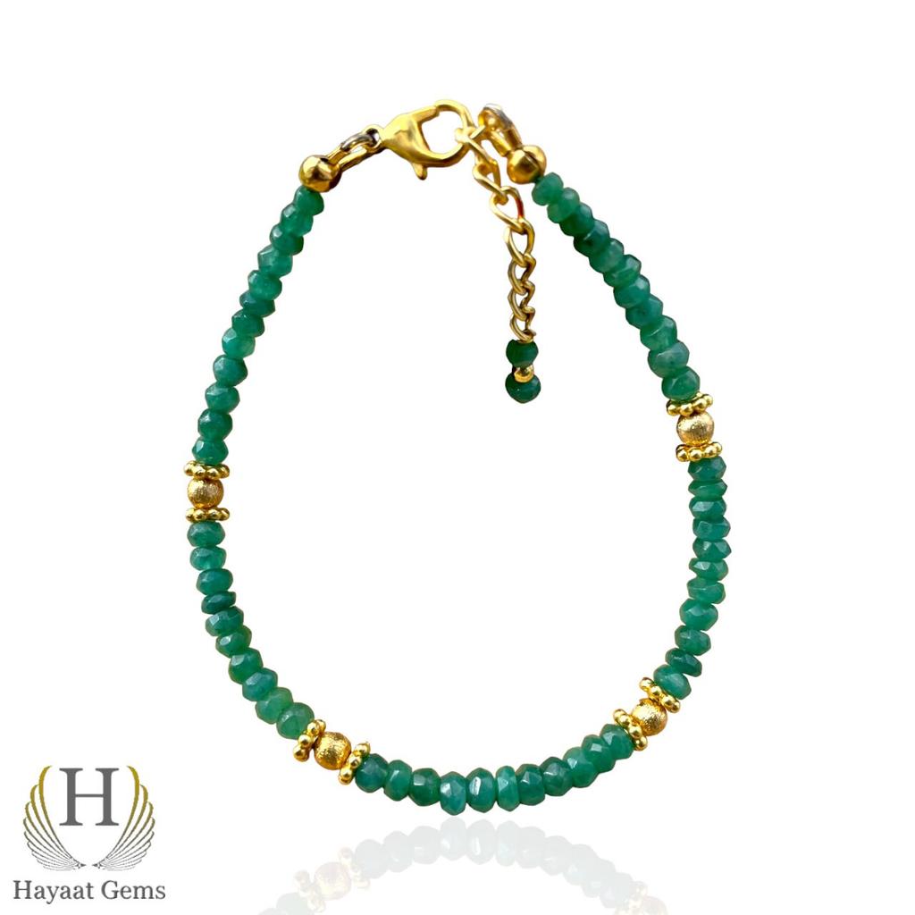 Zambian Emerald Beaded Bracelet: Faceted Gemstone, Unisex Gift