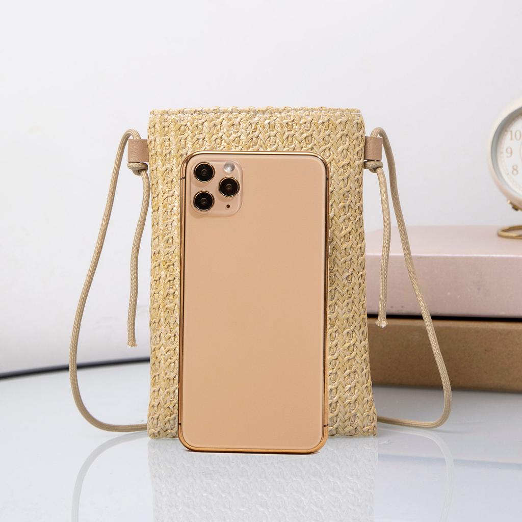 2025 Summer New Fashion Casual Trend Foreign Style Casual Bag Small Flower Woven Shoulder Messenger Bag Mobile Phone Bag