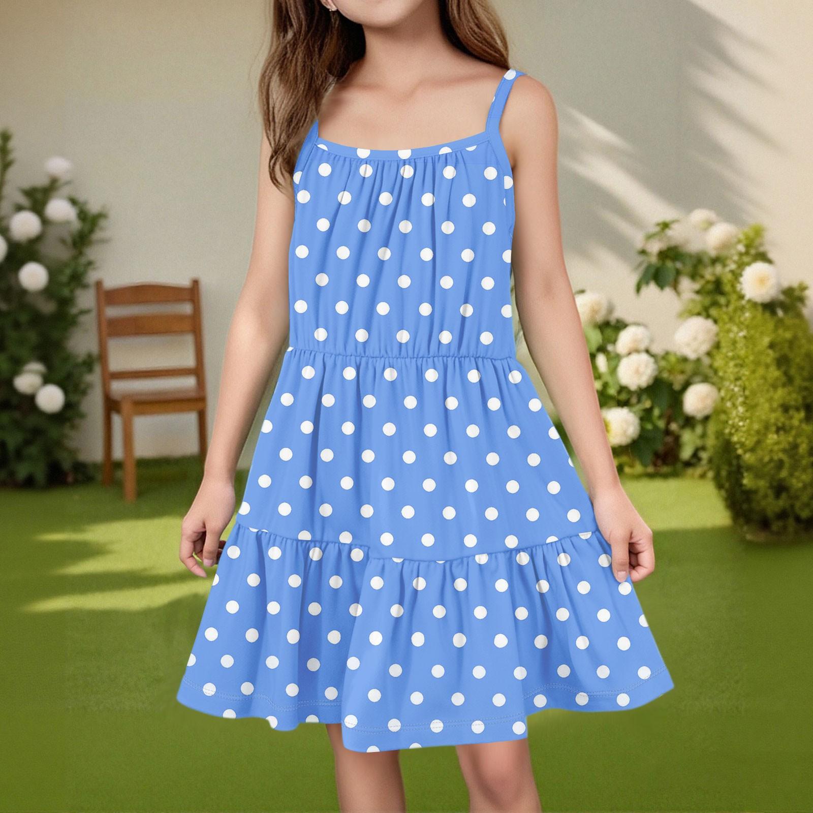 

Детское летнее повседневное модное платье без рукавов с круглым вырезом 160 синий