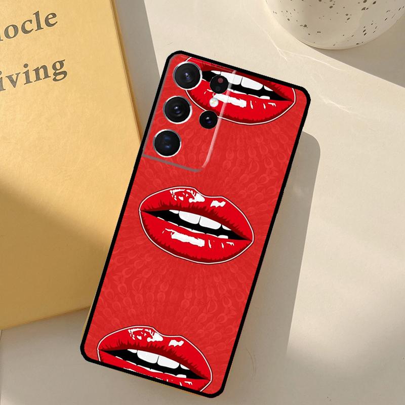 Kiss Me Lips Lipstick Phone Case For Samsung Galaxy S24 Ultra S20 S21 S22 S23 S25 S9 S10 Plus S25 FE Cover Shell