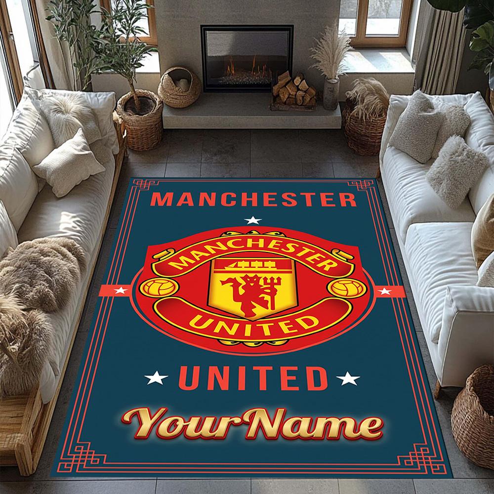 Manchester Personalized Text Carpet Perfect for Outdoor Foyer Game Room Hallway Antislip Carpet Anime Office Decor Birthday/Christmas Gift