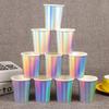Iridescent Paper Cups 9 oz [50 pack] Disposable Coffee Cup Hot Cold Drinks Tea Water Milk Juice Beverages Holographic Rainbow Party Decorations for