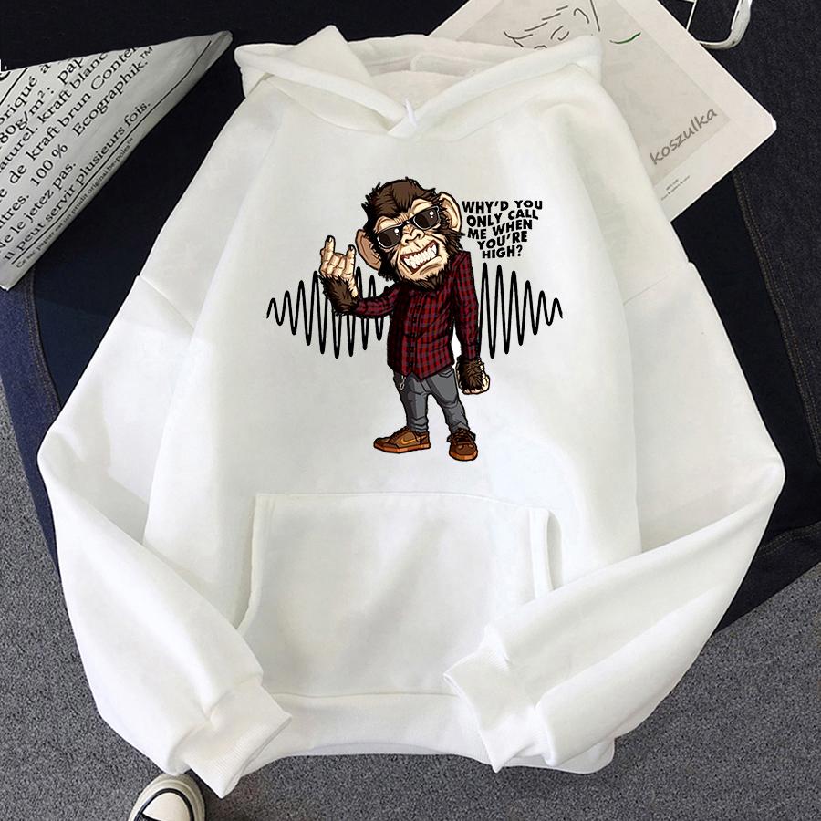 Unisex Harajuku Vintage ARCTIC MONKEYS Bluzy z nadrukiem fali dźwiękowej z długim rękawem Pulowery Damskie Hip Hop Skateboard Bluzy