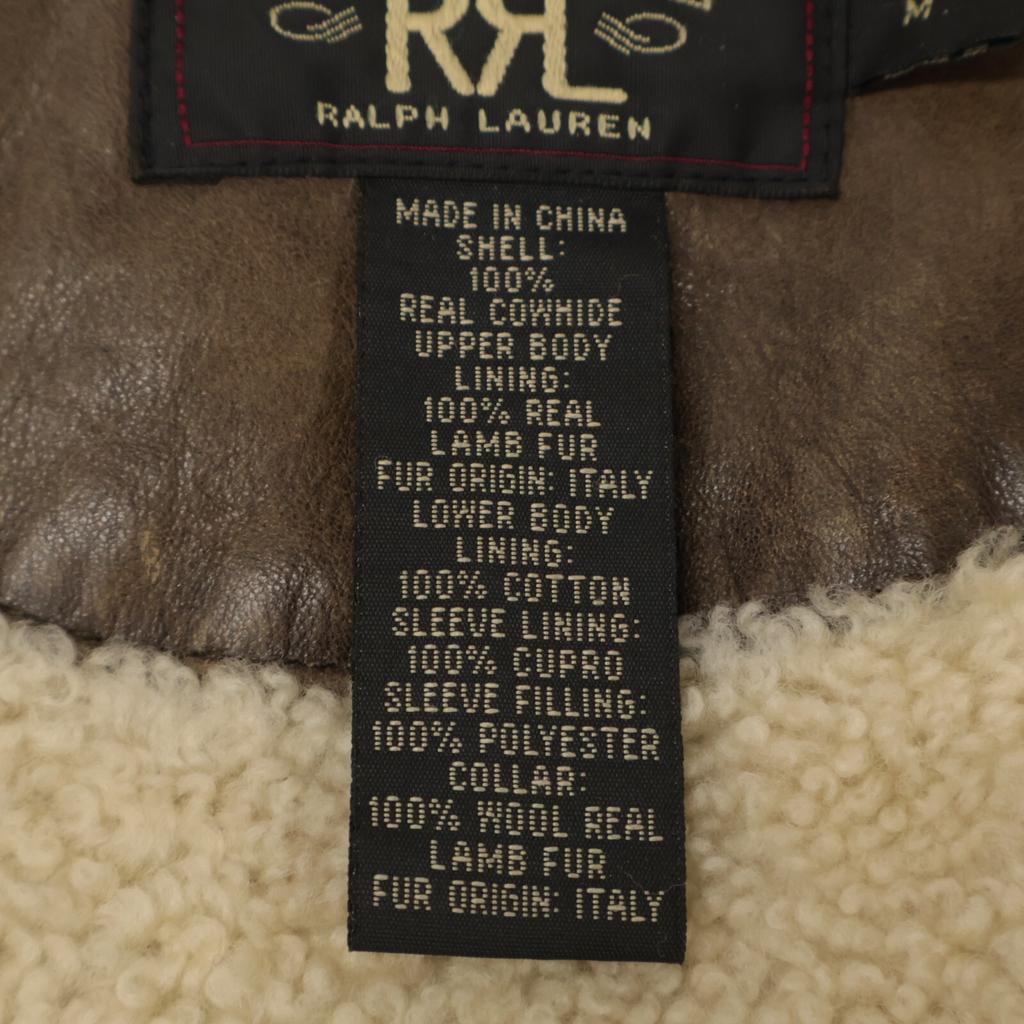 RRL [BYRD EXPDITION] Cowhide Shearling Lambskin Double-Breasted Flight Car coat M BrownUsed