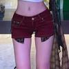 American Spicy Leopard Print Patchwork Low Waist Denim Shorts for Women