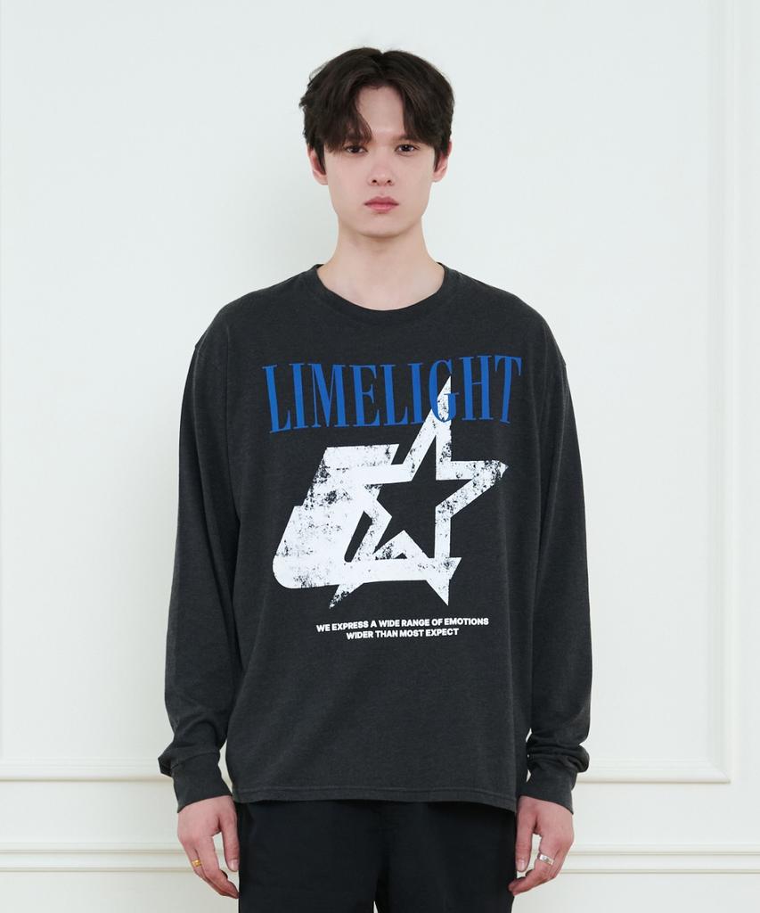 LIMELIGHT APPAREL Pigment Star Logo Long Sleeve T-Shirt (Black/Blue)