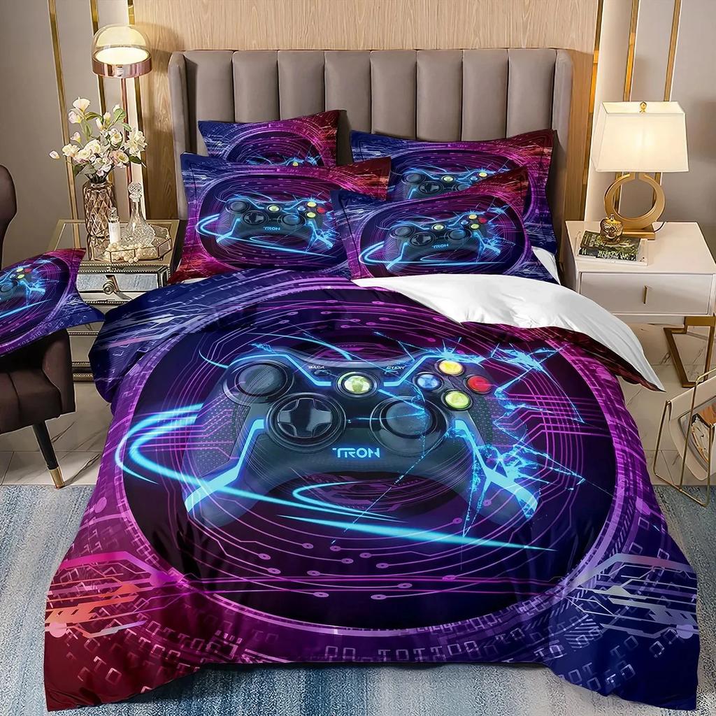 3D Gamer Bettwäschesets für Jungen Gaming Bettbezug Set Queen Videospiele Bettdeckenbezug, Playstation Designs Bettset für Teenager Jungen