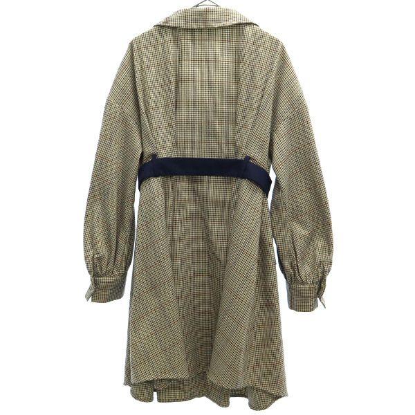 REDYAZEL Houndstooth Long Sleeve Tunic F Brown One Piece Women Used